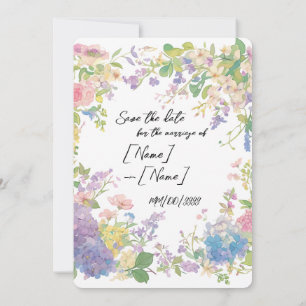 Floral Wedding Border Customizable Image Save The Date
