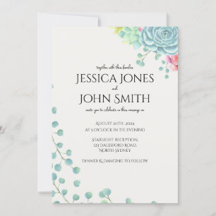 Floral wedding botanical watercolor natural invitation