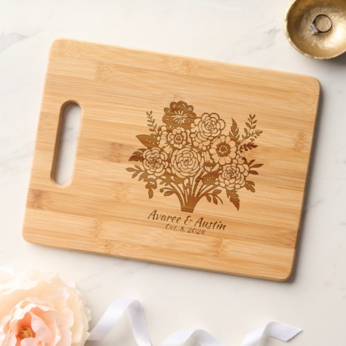 Floral Wedding Bouquet Personalized Cutting Board