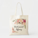 Floral Wedding Bridal Shower Tote Bag Bridesmaid<br><div class="desc">Personalize this lovely Floral tote bag easily and quickly,  simply press the customize it button to further re-arrange and format the style and placement of the text.   A great gift for maid of honor,  bridesmaid,  etc.  Text can be customized as you wish.

(c) The Happy Cat Studio</div>