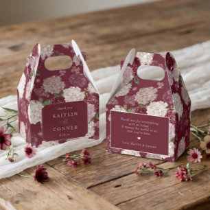 Floral Wedding Burgundy Hydrangea Thank You Favor Boxes