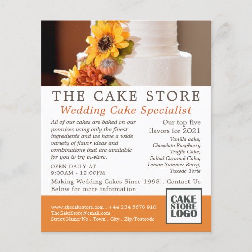 Floral Wedding Cake CakeryCake Store Advertising Flyer