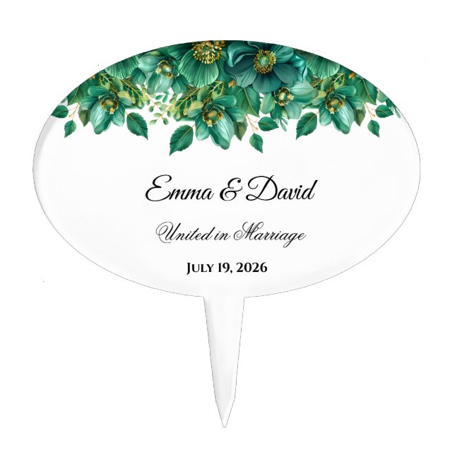 Floral Wedding Cake Topper (Front)