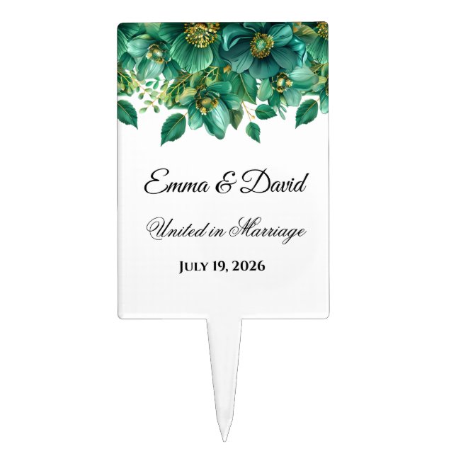 Floral Wedding Cake Topper (Front)