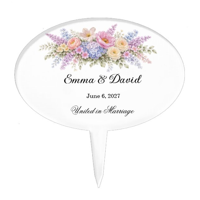 Floral Wedding Cake Topper (Front)
