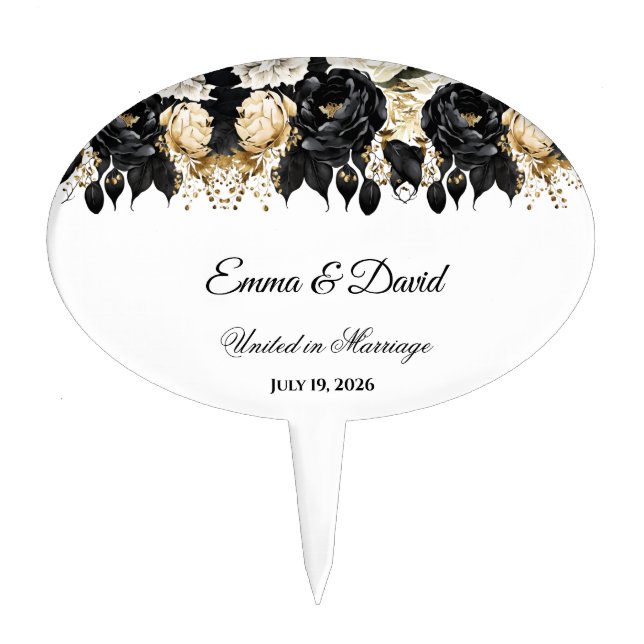 Floral Wedding Cake Topper (Front)