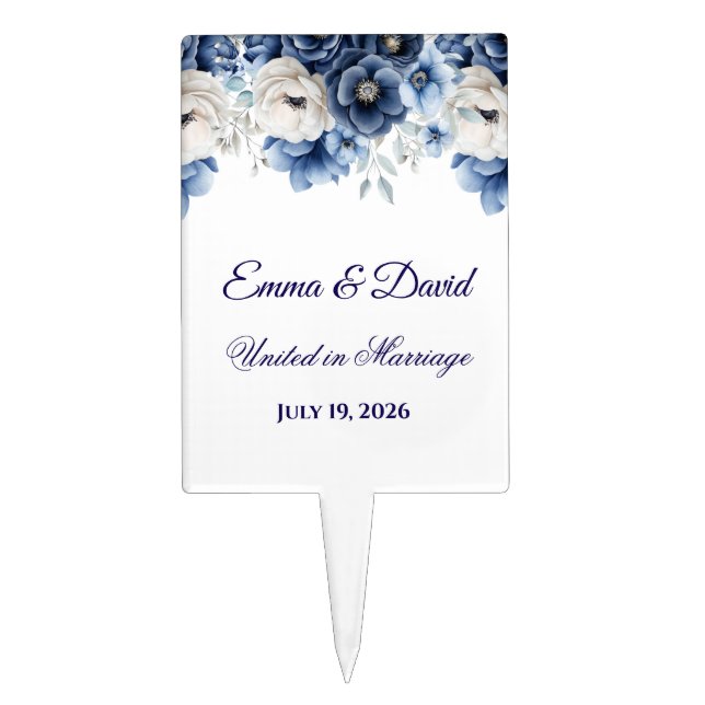 Floral Wedding Cake Topper (Front)