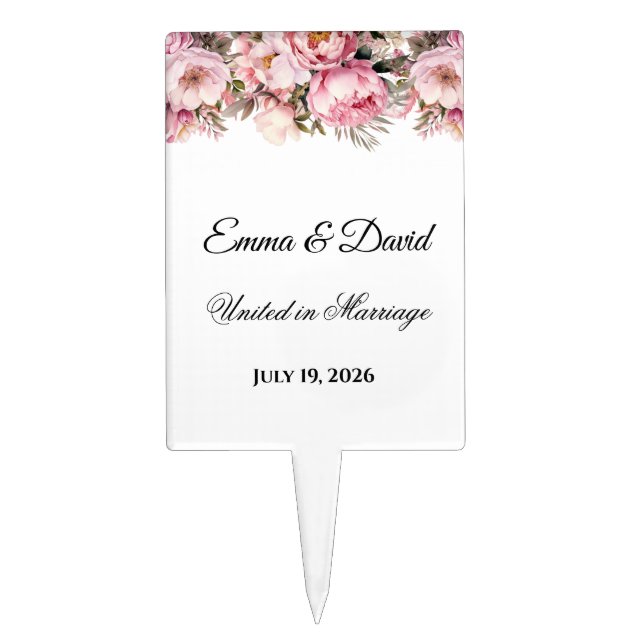 Floral Wedding Cake Topper (Front)