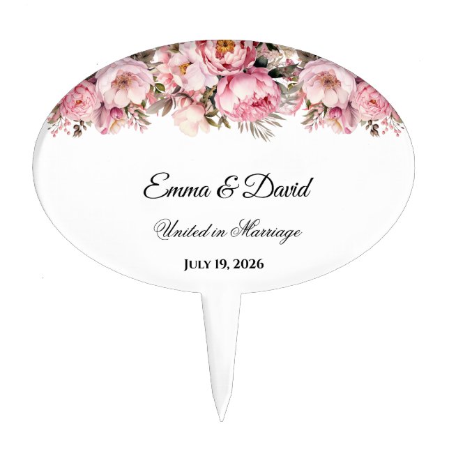 Floral Wedding Cake Topper (Front)