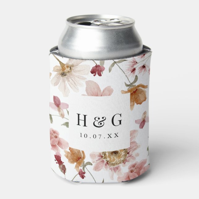 Floral Wedding  Can Cooler (Can Front)