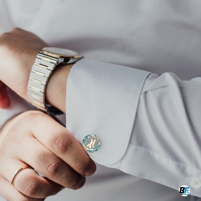 Floral Wedding Couple Name Classic Cufflinks (Creator Uploaded)