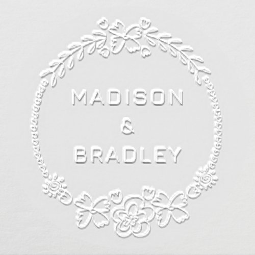 Floral Wedding Couple Personalized Names Embosser