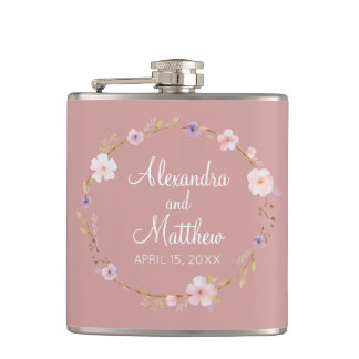 Floral Wedding Crown Flask