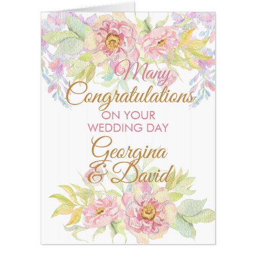Floral Wedding Day Congratulations Jumbo Card