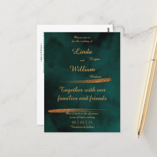 Floral Wedding Deep Sea Dark Green Watercolor Postcard