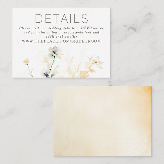 Floral Wedding Details Small Enclosure Card (Front/Back)