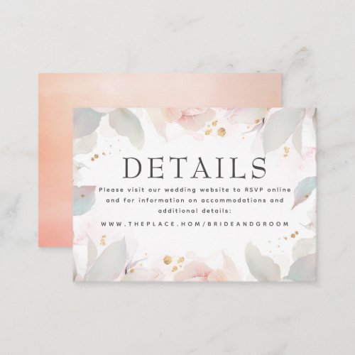 Floral Wedding Details Small Enclosure Card