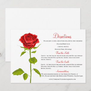 Floral Wedding Directions Red Rose Botanical Invitation