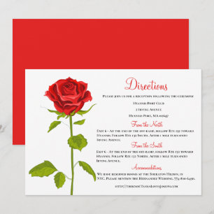 Floral Wedding Directions Red Rose Invitation