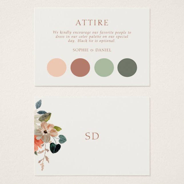 Floral Wedding Dress Code Attire Enclosure Card (Front & Back)