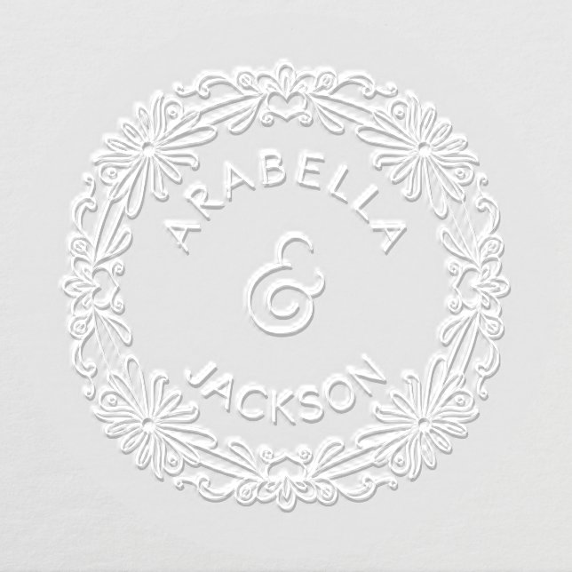 Floral Wedding Embosser with Couple’s Names (Design)
