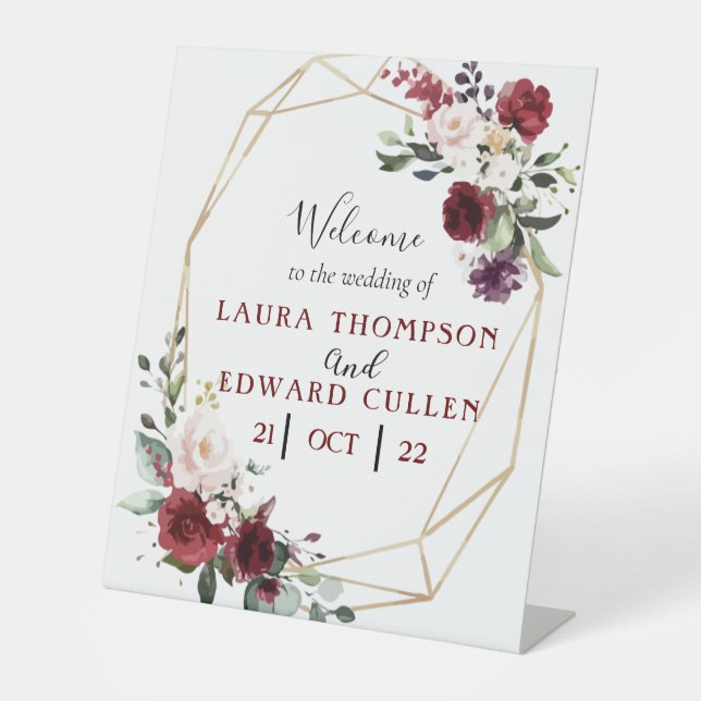 floral wedding entrance  pedestal sign (Front)