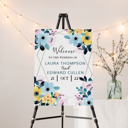 floral wedding entrance venue board