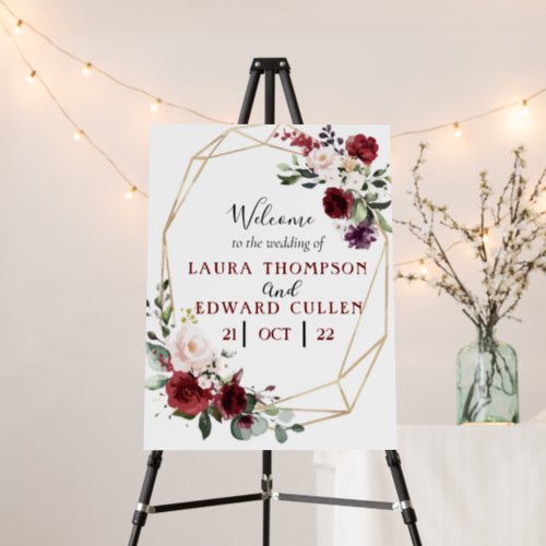 floral wedding entrance venue board