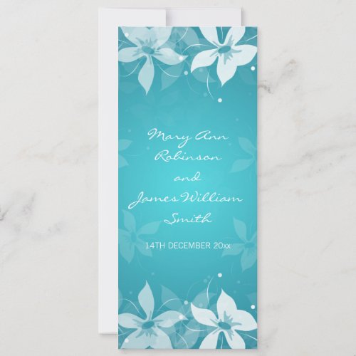 Floral Wedding Exotic Blooms Blue Custom Invitations