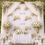 Floral Wedding Fabric with Monogram Bride Groom