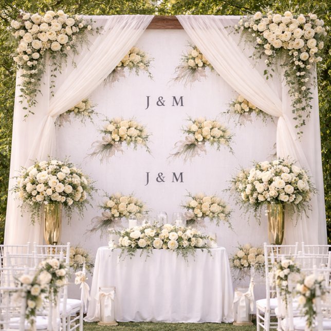 Floral Wedding Fabric with Monogram Bride Groom (Creator Uploaded)