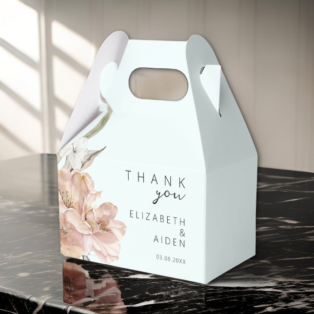 Floral Wedding  Favor Boxes (Personalized Floral Wedding Favor Boxes with your Name & Date.)
