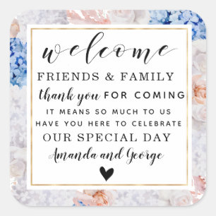 Floral Wedding favor personalized thank you Square Sticker