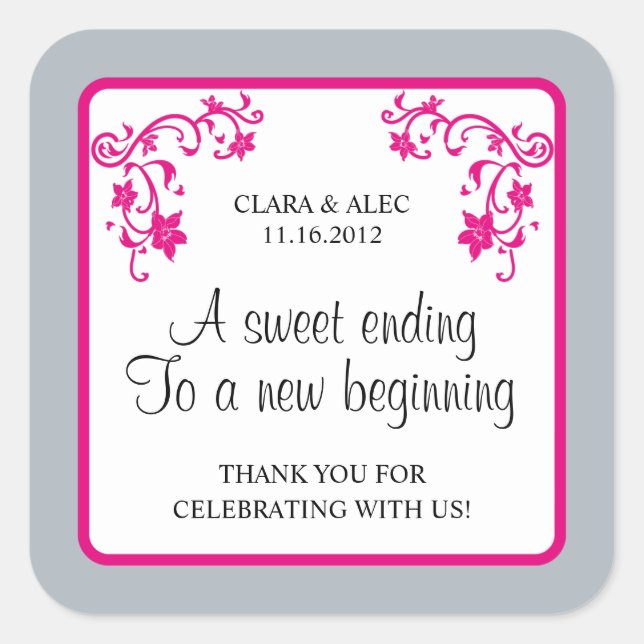Floral Wedding Favor Sticker (Front)