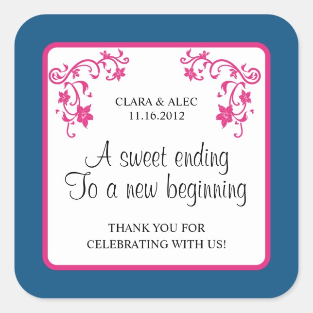 Floral Wedding Favor Sticker (Front)