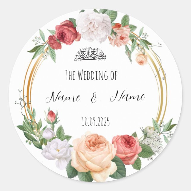 Floral Wedding favor stickers  (Front)