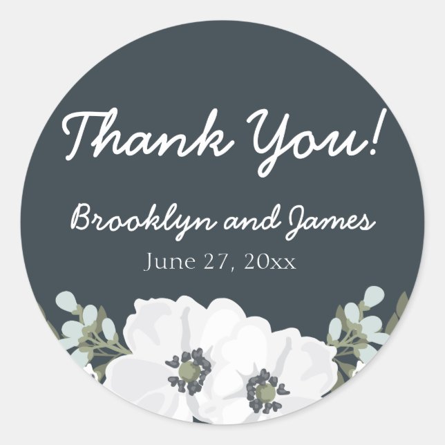 Floral Wedding Favor Stickers Round (Front)