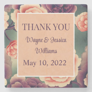 Floral Wedding Favor/Thank You Stone Coaster