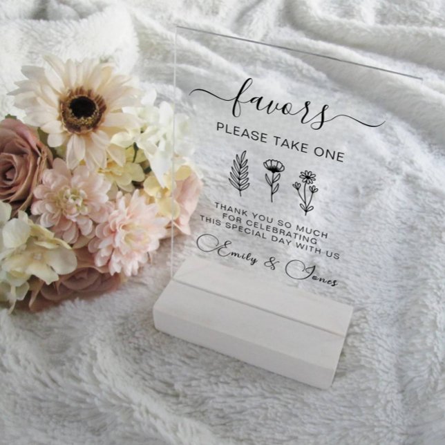Floral Wedding Favors Table Sign, Party Favors  Acrylic Sign (Creator Uploaded)