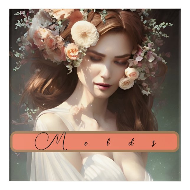 Floral Wedding Female Bride Acrylic Art (Front)