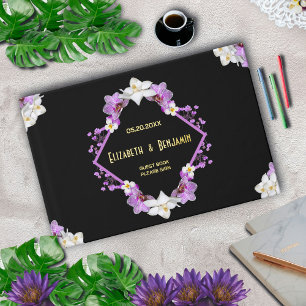 Floral Wedding Flowers Watercolor Gold Custom Foil Guest Book