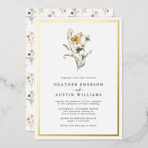 Floral Wedding Foil Invitation