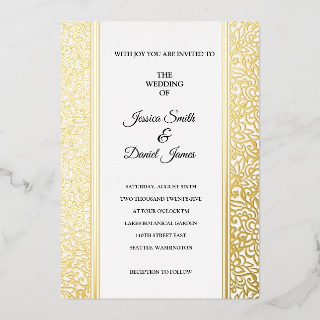 Floral Wedding  Foil Invitation (Front)