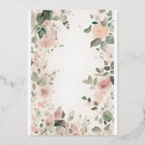 Floral wedding  foil invitation