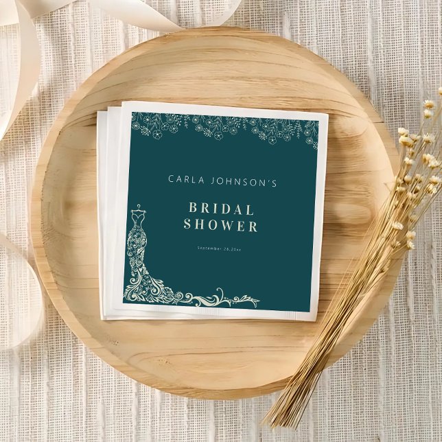 Floral wedding gown bridal shower welcome sign  napkins (Creator Uploaded)