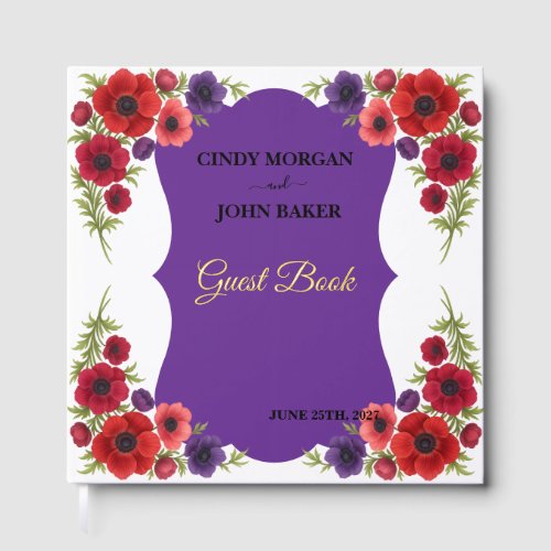 Floral Wedding Guest Book - Anemone