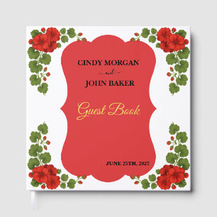Floral Wedding Guest Book - Geranium