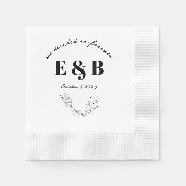 Floral Wedding Initials and Date Napkins (Front)