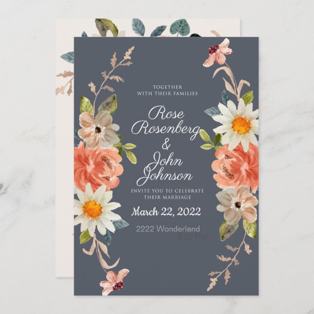 Floral Wedding Invitation (Front/Back)