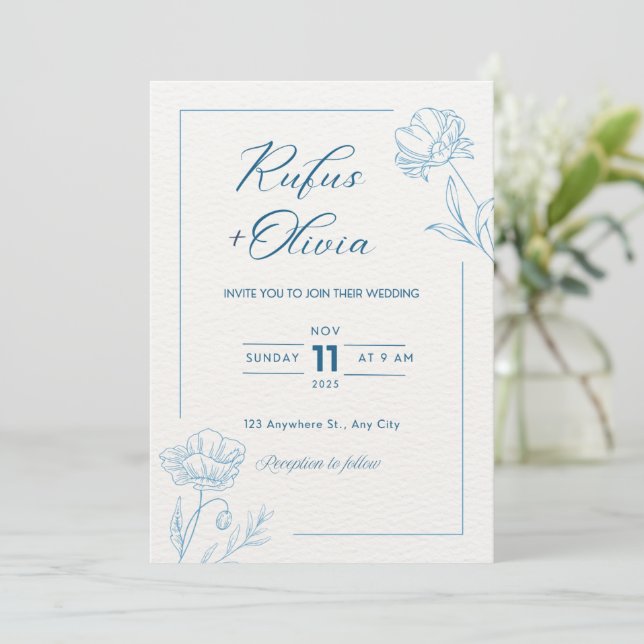 Floral wedding invitation  (Standing Front)